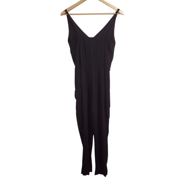 ZARA Black Tank jumpsuit Faux Wrap Pockets Lightweight M Minimalist Quiet Luxury - Picture 10 of 16